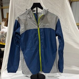 Columbia Blue and Gray Hooded Jacket with Yellow Zipper